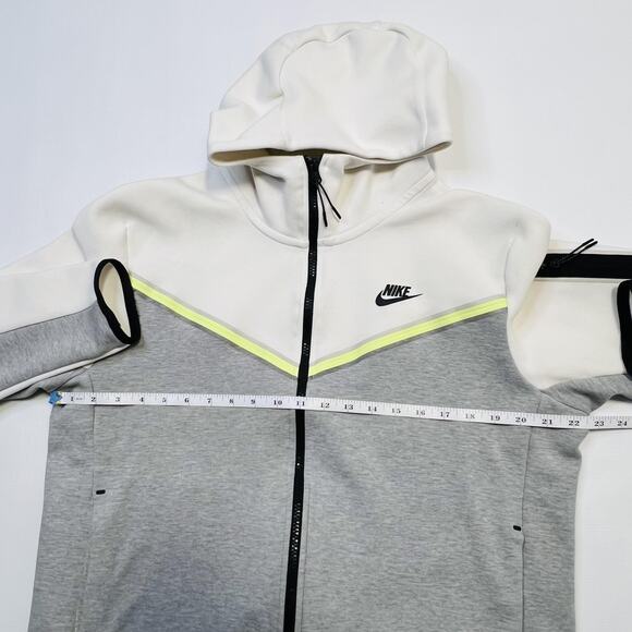 Nike Tech Fleece Hoodie Jacket Mens Large Gray White CU4489-133 Full Zip Pocket - Picture 13 of 15